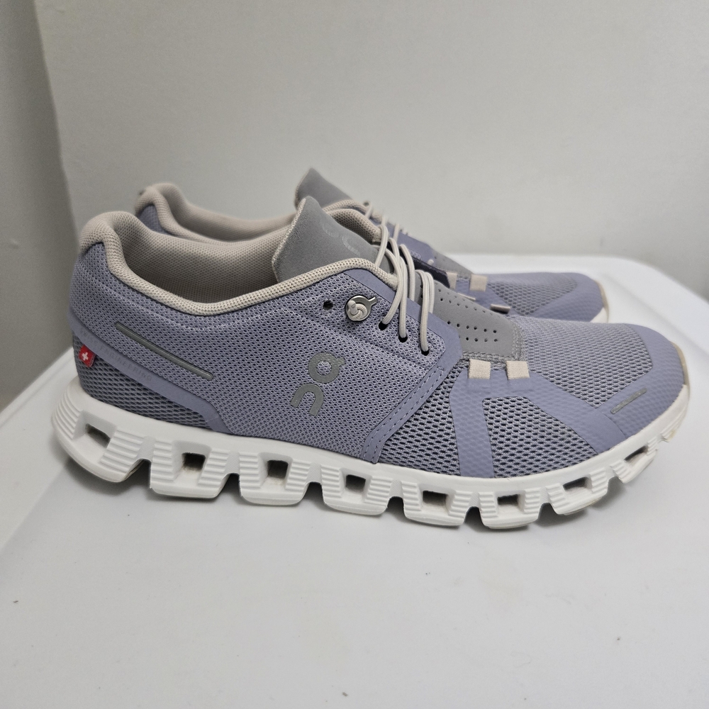 On Running Gray and White Sneakers